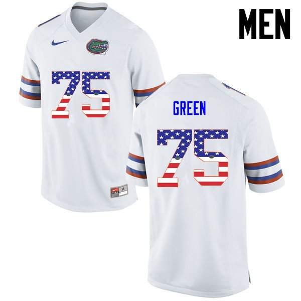 Men's NCAA Florida Gators Chaz Green #75 Stitched Authentic USA Flag Fashion Nike White College Football Jersey DIL0465QJ